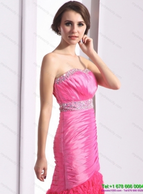 2015 Wonderful Strapless Prom Dress with Ruching and Beading