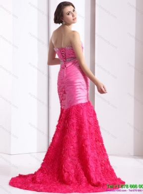 2015 Wonderful Strapless Prom Dress with Ruching and Beading