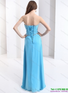 Affordable Sweetheart Ruching 2015 Prom Dresses with Beading and High Slit