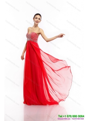 Beading Sweetheart Ruching Prom Dresses with Brush Train