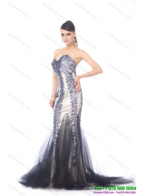 Elegant 2015 Sweetheart Mermaid Prom Dress with Beading and Brush Train