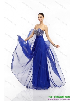 Elegant 2015 Sweetheart Prom Dress with Brush Train and Beading