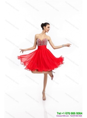 Elegant Sweetheart Short Prom Dresses with Rhinestones and Ruching