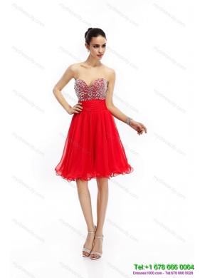 Elegant Sweetheart Short Prom Dresses with Rhinestones and Ruching