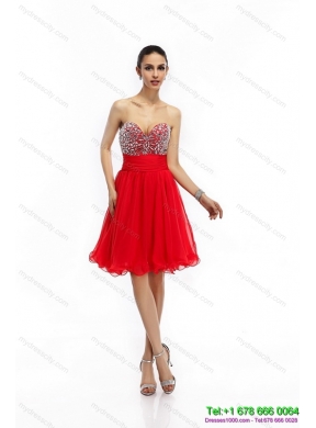 Elegant Sweetheart Short Prom Dresses with Rhinestones and Ruching