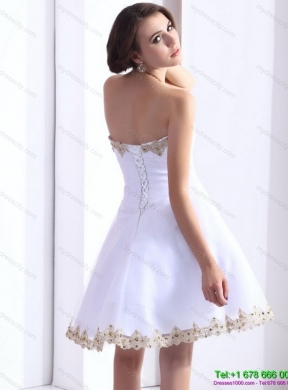 White Sweetheart Beaing Prom Gown with Appliques