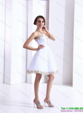 White Sweetheart Beaing Prom Gown with Appliques