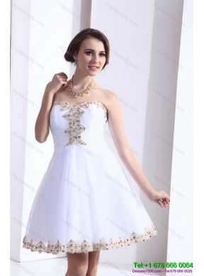 White Sweetheart Beaing Prom Gown with Appliques