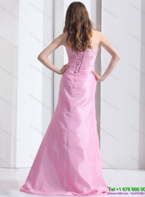 2015 Exclusive Baby Pink Sweetheart Prom Dress with Beading and Ruching