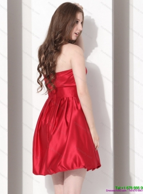 2015 Gorgeous Strapless Bowknot Mini Length Prom Dress in Red