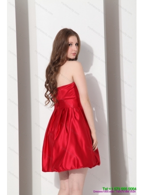 2015 Gorgeous Strapless Bowknot Mini Length Prom Dress in Red