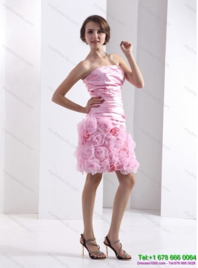 2015 Lovely Strapless Ruching Mini Length Prom Dress in Baby Pink