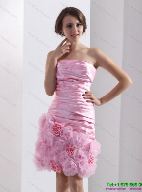 2015 Lovely Strapless Ruching Mini Length Prom Dress in Baby Pink