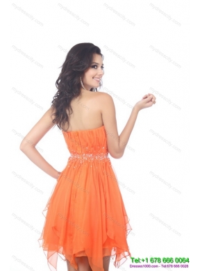 2015 Romantic Sweetheart Beading and Ruching Prom Dress in Orange