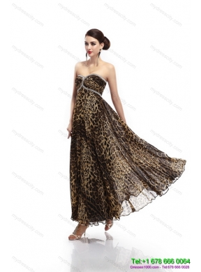 Cheap Sweetheart Leopard Floor Length Prom Dress for 2015