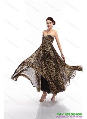 Cheap Sweetheart Leopard Floor Length Prom Dress for 2015