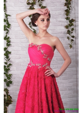 Exclusive Brush Train 2015 Prom Dress with Ruching and Beading