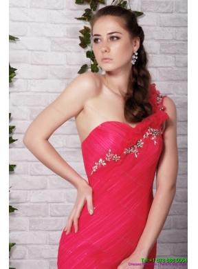 Exclusive Brush Train 2015 Prom Dress with Ruching and Beading