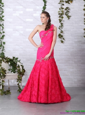 Exclusive Brush Train 2015 Prom Dress with Ruching and Beading