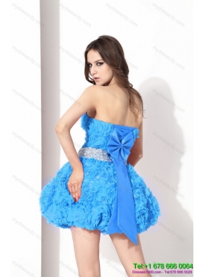 2015 Cute Short Prom Dresses with Rolling Flowers and Beading