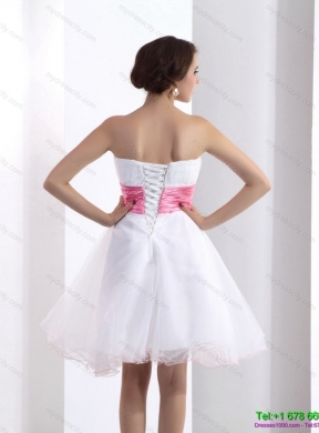 2015 Designer Sweetheart White Prom Dress with Hand Made Flowers