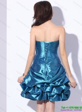 Beading Strapless Prom Dresses with Pick Ups and Hand Made Flower