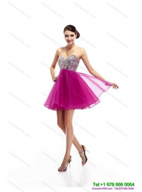 Beautiful Hot Pink Sweetheart Prom Dresses with Rhinestone