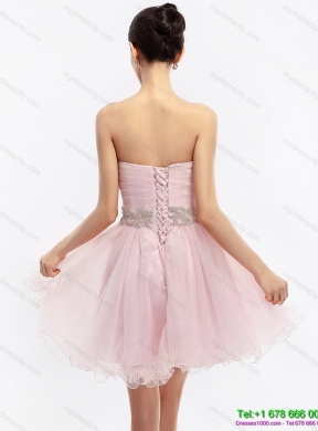 Cute Baby Pink Sweetheart Ruching Short Prom Dresses for 2015