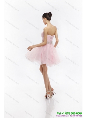 Cute Baby Pink Sweetheart Ruching Short Prom Dresses for 2015