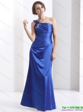 Designer One Shoulder 2015 Prom Dress with Ruching and Beading