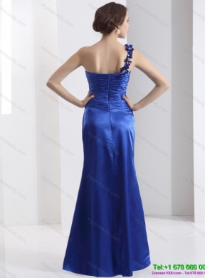 Designer One Shoulder 2015 Prom Dress with Ruching and Beading