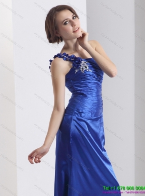 Designer One Shoulder 2015 Prom Dress with Ruching and Beading