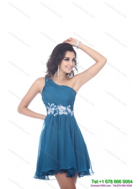 Designer One Shoulder Ruching Beading Prom Dresses for 2015