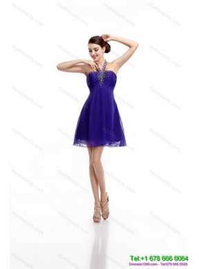 Designer Purple Beading Halter Top 2015 Prom Dresses with Ruching