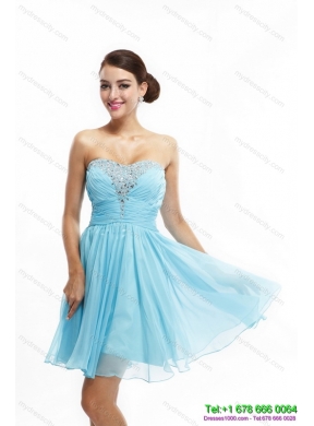 Designer Ruching Strapless Beading Short Prom Dresses for 2015