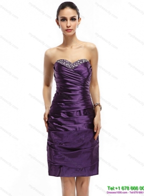 Sweetheart Mini Length Prom Dresses with Ruching and Beading