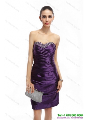 Sweetheart Mini Length Prom Dresses with Ruching and Beading