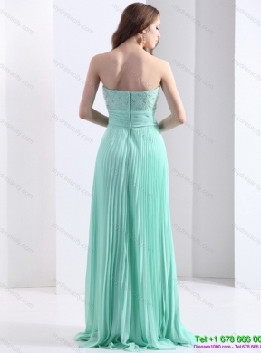 2015 Designer Apple Green Prom Dress with Beading and Pleats