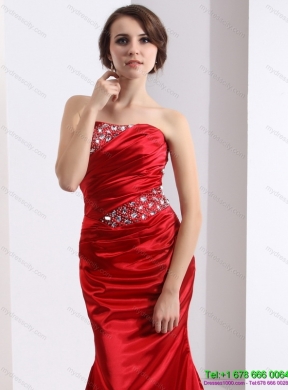 2015 Designer Ruching and Beading Prom Dress with Brush Train