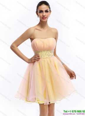 2015 Designer Strapless Multi Color Prom Dress with Beading and Ruching