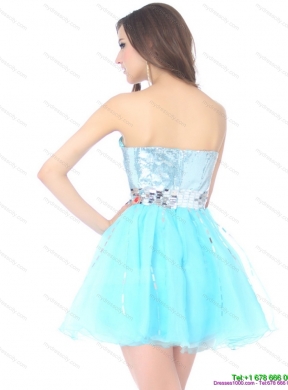 2015 Designer Sweetheart Light Blue Prom Dress with Sequins