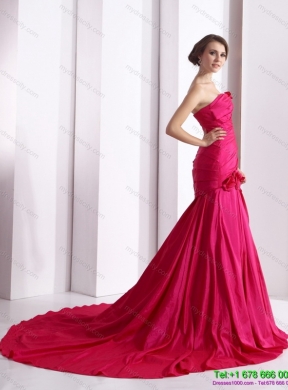 Designer 2015 Prom Dress with Hand Made Flowers and Ruching