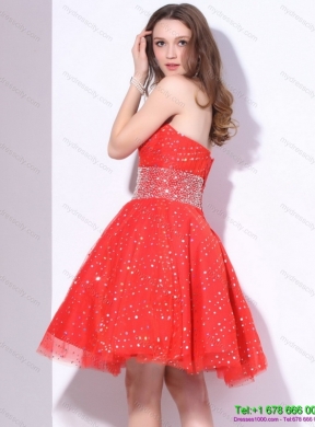 Designer 2015 Sweetheart Beading Mini Length Prom Dress in Red