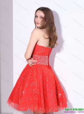 Designer 2015 Sweetheart Beading Mini Length Prom Dress in Red