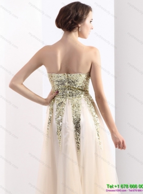 Designer 2015 Sweetheart Floor Length Prom Dress with Sequins