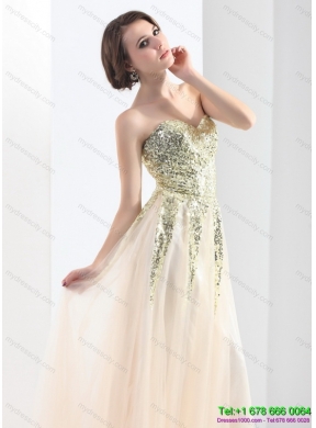 Designer 2015 Sweetheart Floor Length Prom Dress with Sequins