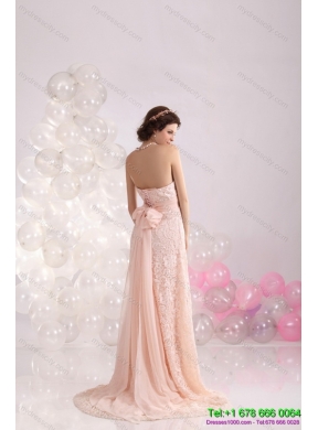 Designer Strapless Sequins and Lace Prom Dress with Brush Train