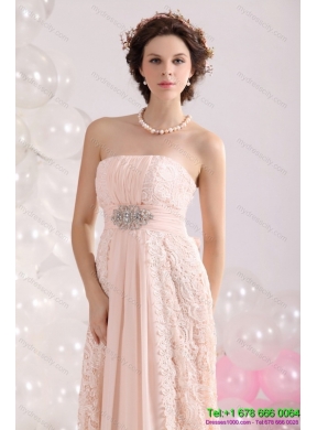 Designer Strapless Sequins and Lace Prom Dress with Brush Train