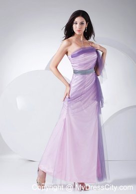 Pink and purple Ankle-length Homecoming Dress with Sash