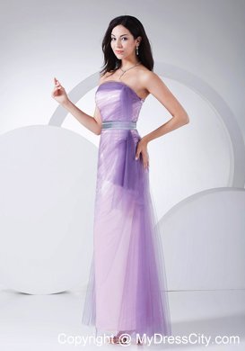 Pink and purple Ankle-length Homecoming Dress with Sash